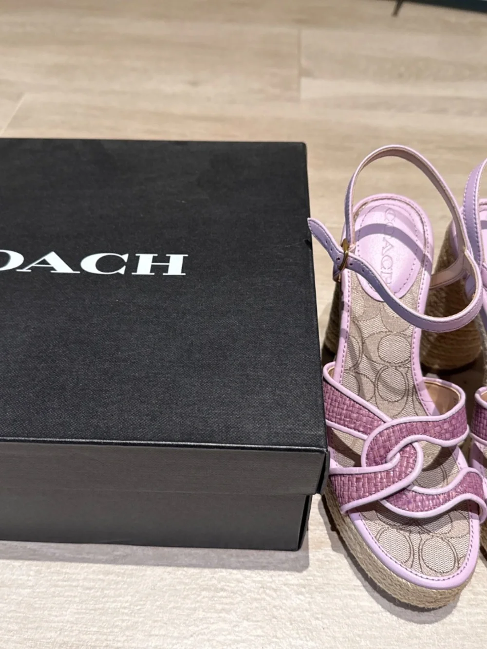 Coach Talina Platform Espadrille Raffia Sandals Size 8